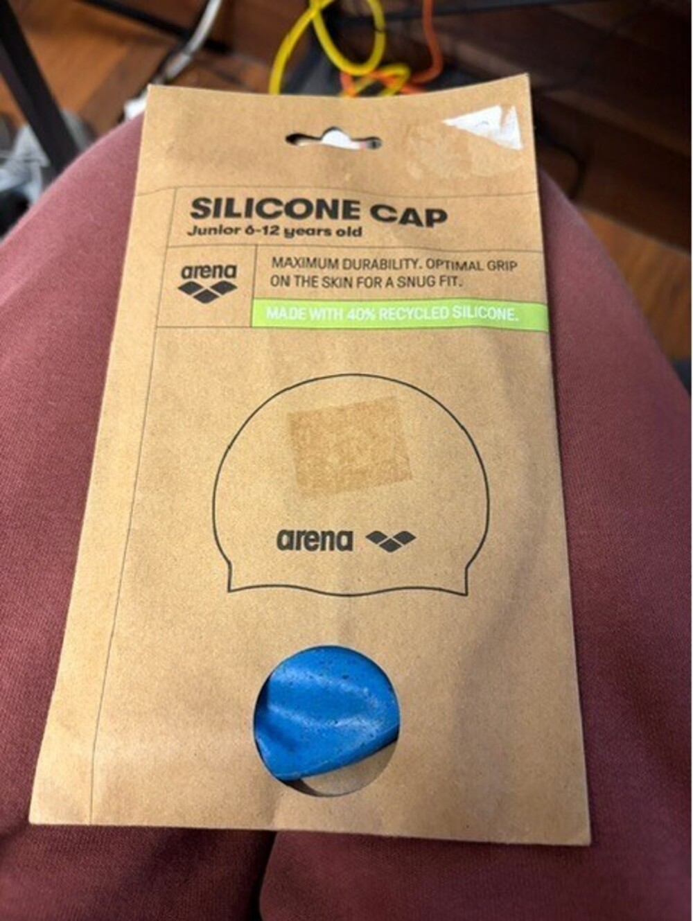 Arena Junior Silicone Swim Cap for Ages 6-12 - Blue Recycled Silicone